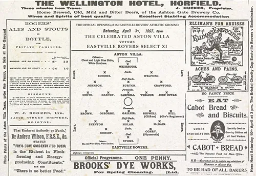 An image of a programme from the Bristol Rovers game in 1896-7 against Aston Villa